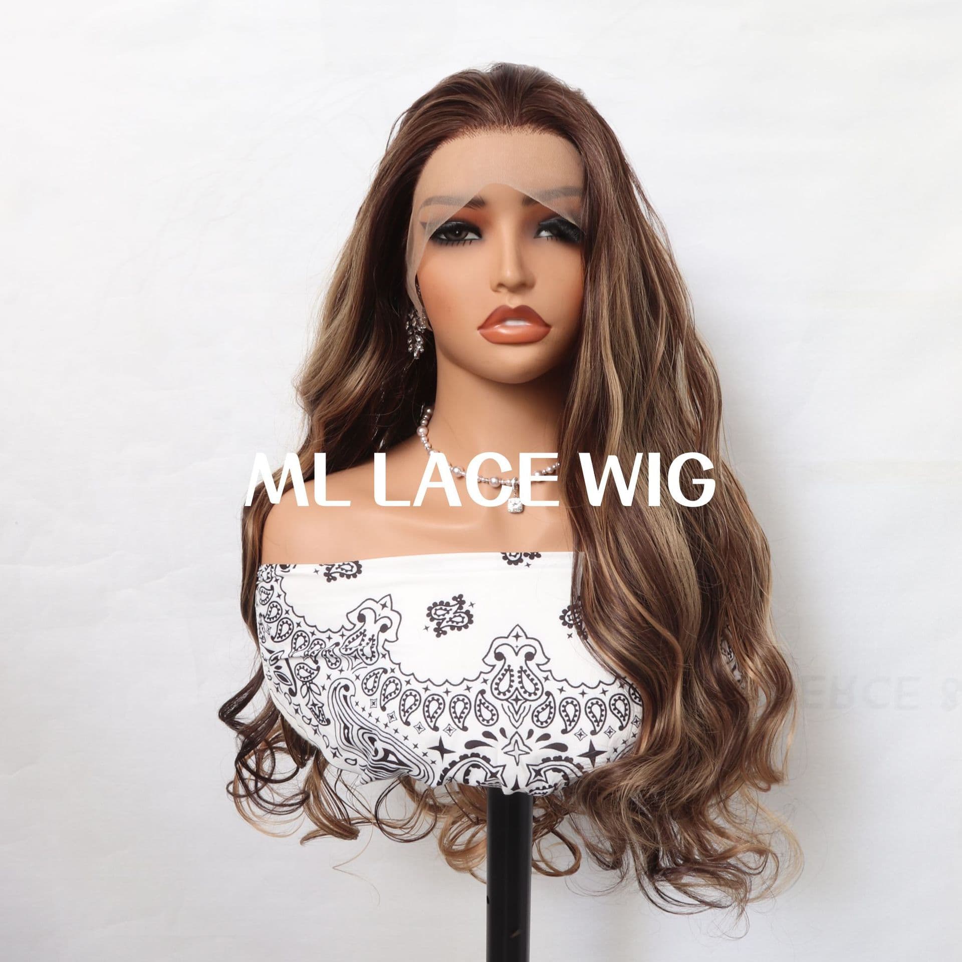 Front lace piano color doll Lolita hand hook wig casual parting long curly hair girl group Korean style