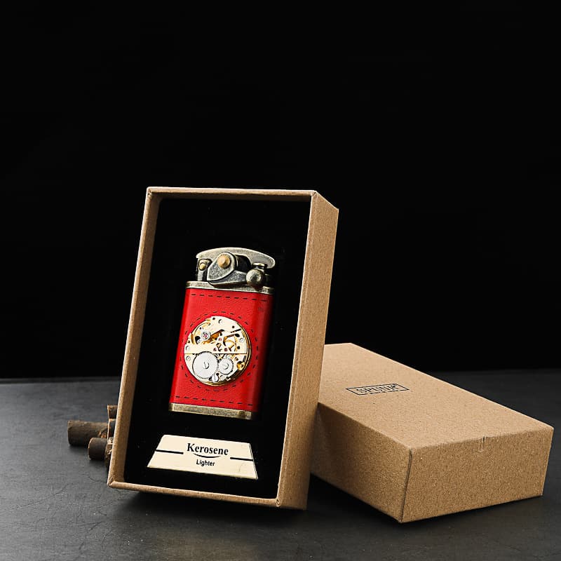 Manufacturer Supplies Creative Personalized Metal Mahogany Lighter with Box Wholesale Small Gift Cigarette Lighter Gift Lighter
