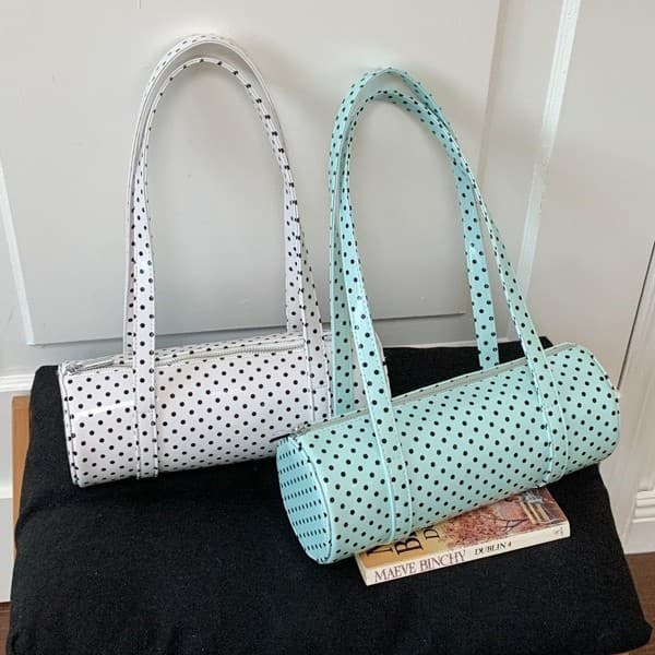 2026 New Polka Dot Cylinder Bag for Women, Korean Style Underarm Bag, Candy Color, Shoulder Handbag, Versatile Commuter Bag