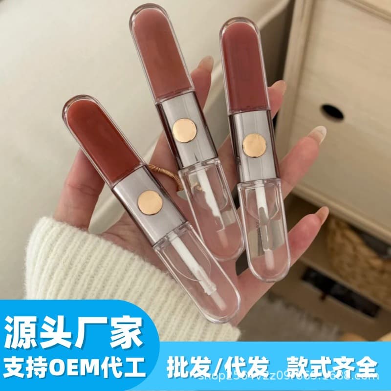 [Cross-border hot product] KK double-ended lip glaze lipstick does not fade and lasts long-lasting mirror water gloss lip gloss nude lip gloss