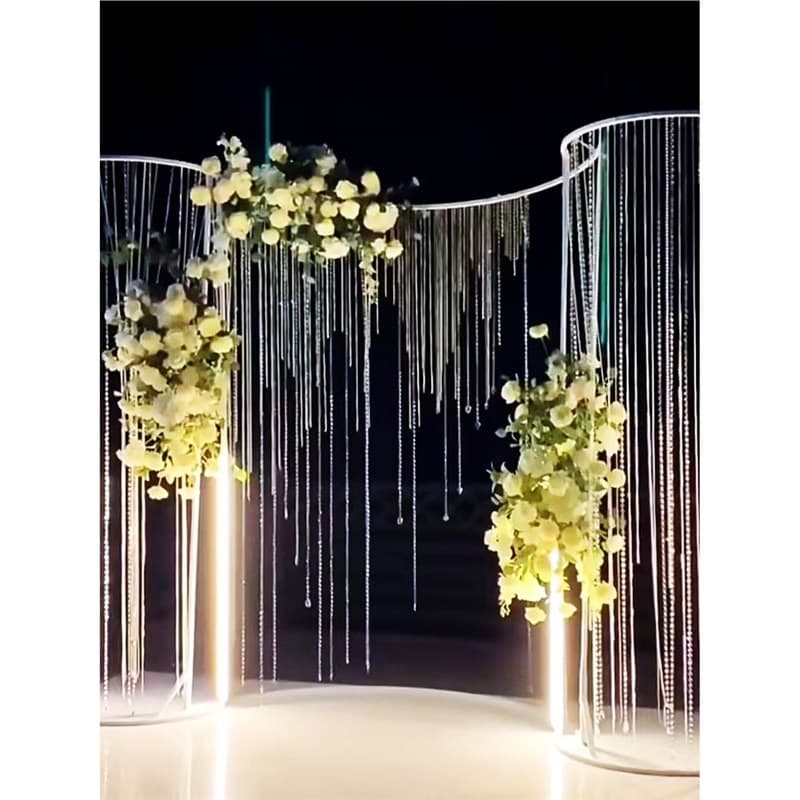 New wedding props European and Korean crystal luminous curved background wedding hall stage bead curtain handmade
