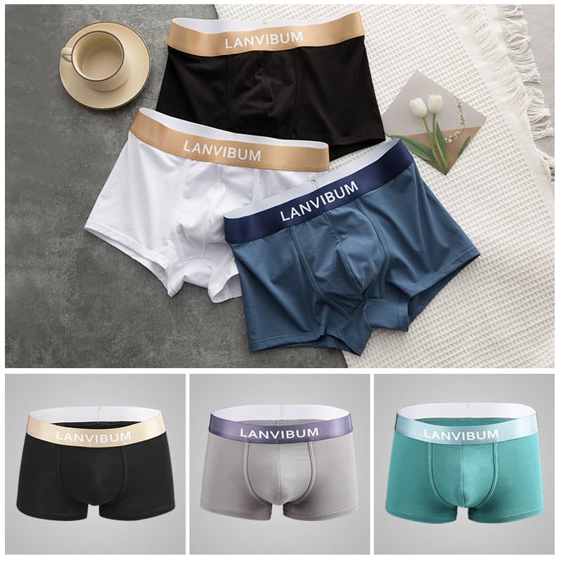 40s Ice Porcelain Cotton Men's Briefs Comfortable Mid-Rise 5A Antibacterial Breathable Boxer Shorts