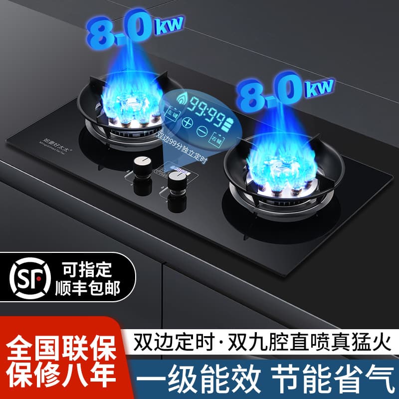 Dual Burner Gas Stove for Home Use, Natural Gas/LPG, Built-in or Freestanding with Flame Failure Protection and Timer, Wholesale