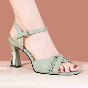 Sandals Women 2025 Summer New Style One-Strap Chunky Heel, Fashionable Slimming Trendy Fish Mouth High Heel Sandals