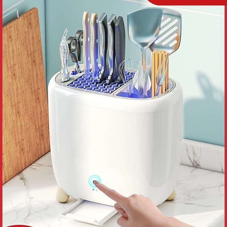 Disinfection Knife Rack Kitchen Utensil Storage Holder, Multi-Functional Knife Block, Spoon, Chopstick Organizer, and Countertop Caddy