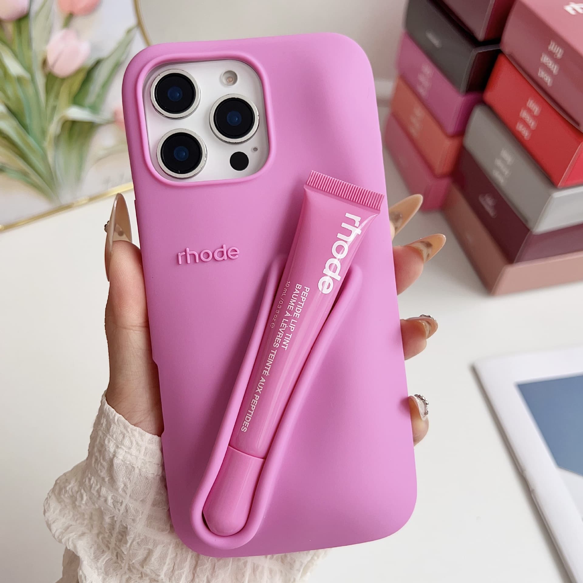 Rhode Phone Case Compatible Lip Gloss Silicone Phone Case Full Coverage for iPhone