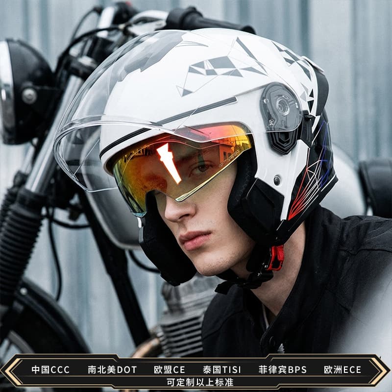 3C Certified Dual Visor Half Helmet Motorcycle Full Face Unisex Electric Motorcycle All-Season Winter Half Helmet