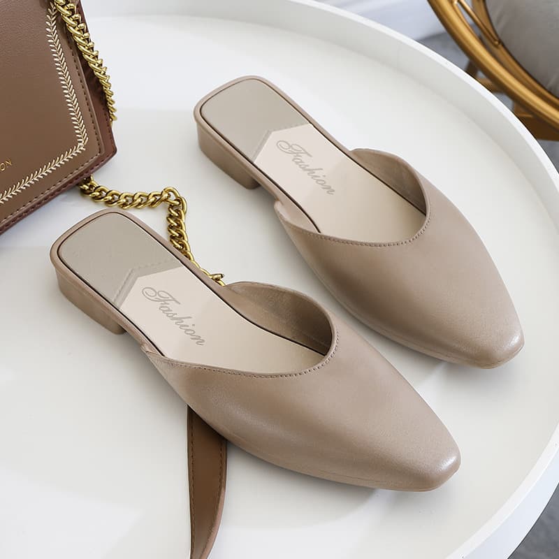 Slippers for women summer outer wear 2025 new Internet celebrity Baotou half slippers Korean version student flat casual non-slip sandals