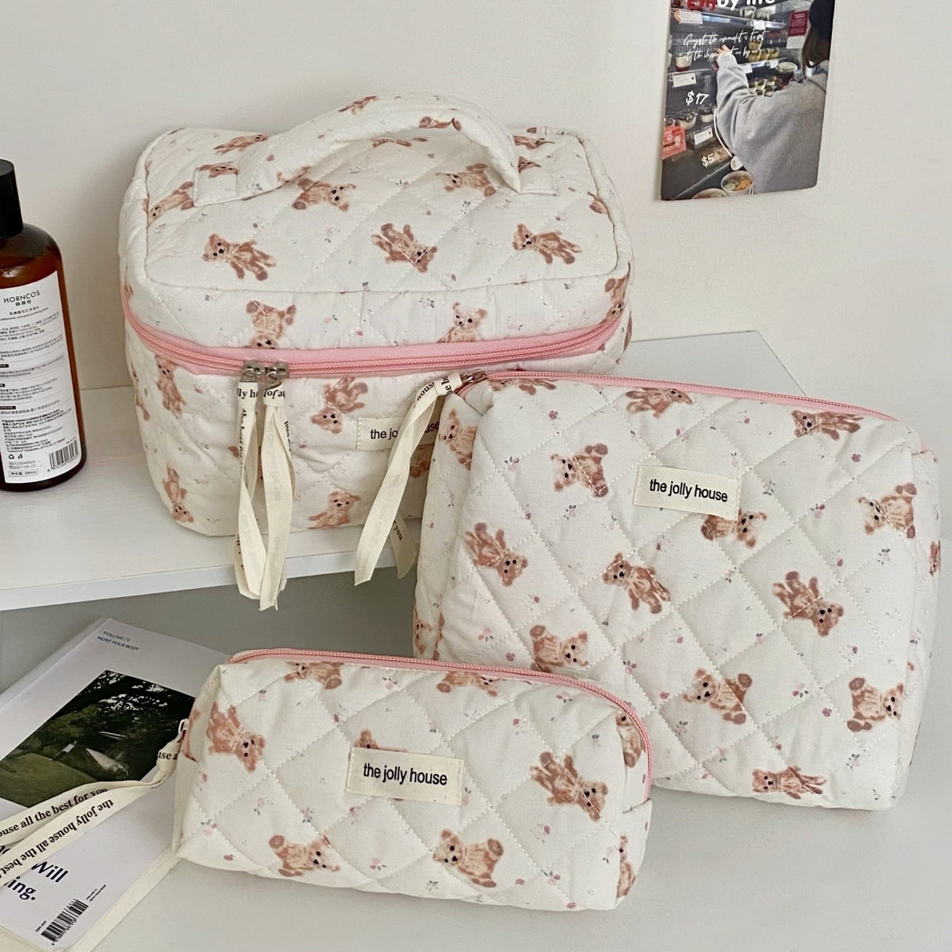 Cute Bubble Bath Cat Makeup Bag 2026 New Portable Handheld Toiletry Bag Large Capacity Compartment Storage Pouch