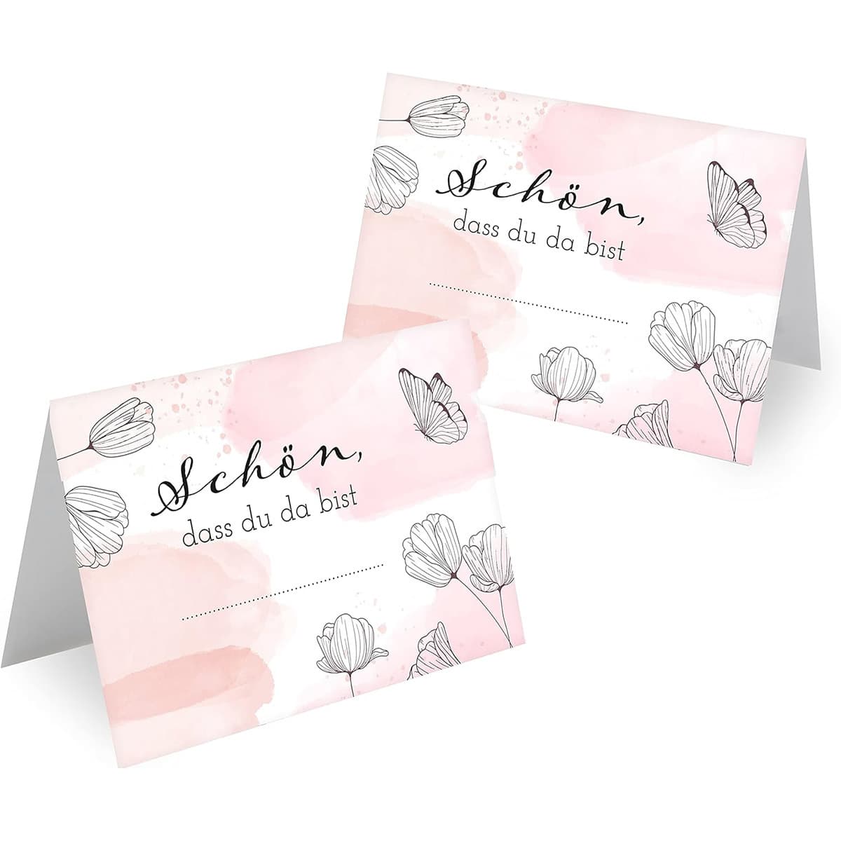 Forest-Style Fresh Butterfly Eucalyptus Leaf Wedding Place Cards with German Welcome Message Guest Seating Cards Banquet Table Cards