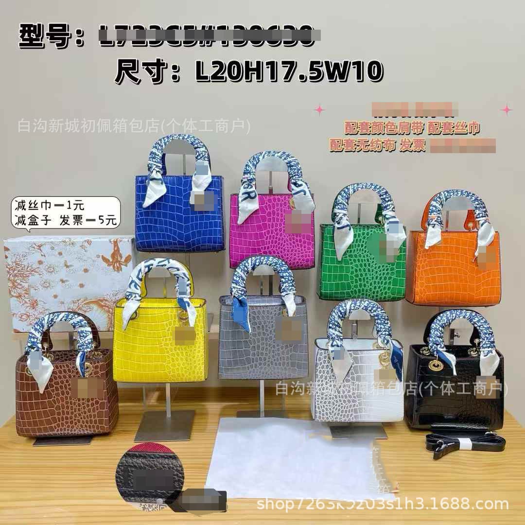 Cross-border crocodile grain Lady Dior bag, fashion textured premium handbag, stylish trendy commuting women's shoulder crossbody bag