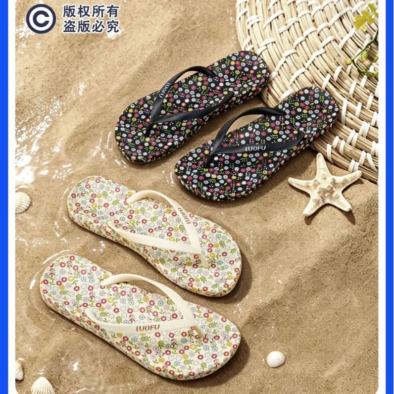 Luofu LUOFU 2026 New Style Women's Flip Flops Summer Outdoor Non-slip Flat Casual Sweet Vacation Sandals