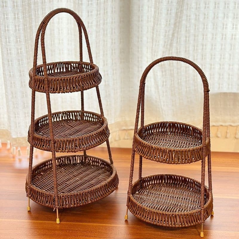 INS-Style Rattan-Look Fruit & Snack Basket for Afternoon Tea, Stove-Top Tea, Pastry Basket, Picnic & Camping Food Basket