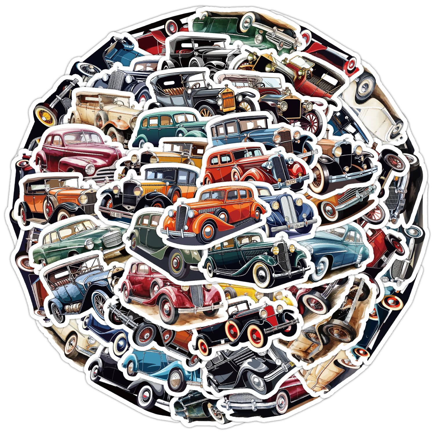 50pcs Retro Vintage Car Graffiti Stickers Water Bottle Laptop Decals Kids Stickers Wholesale
