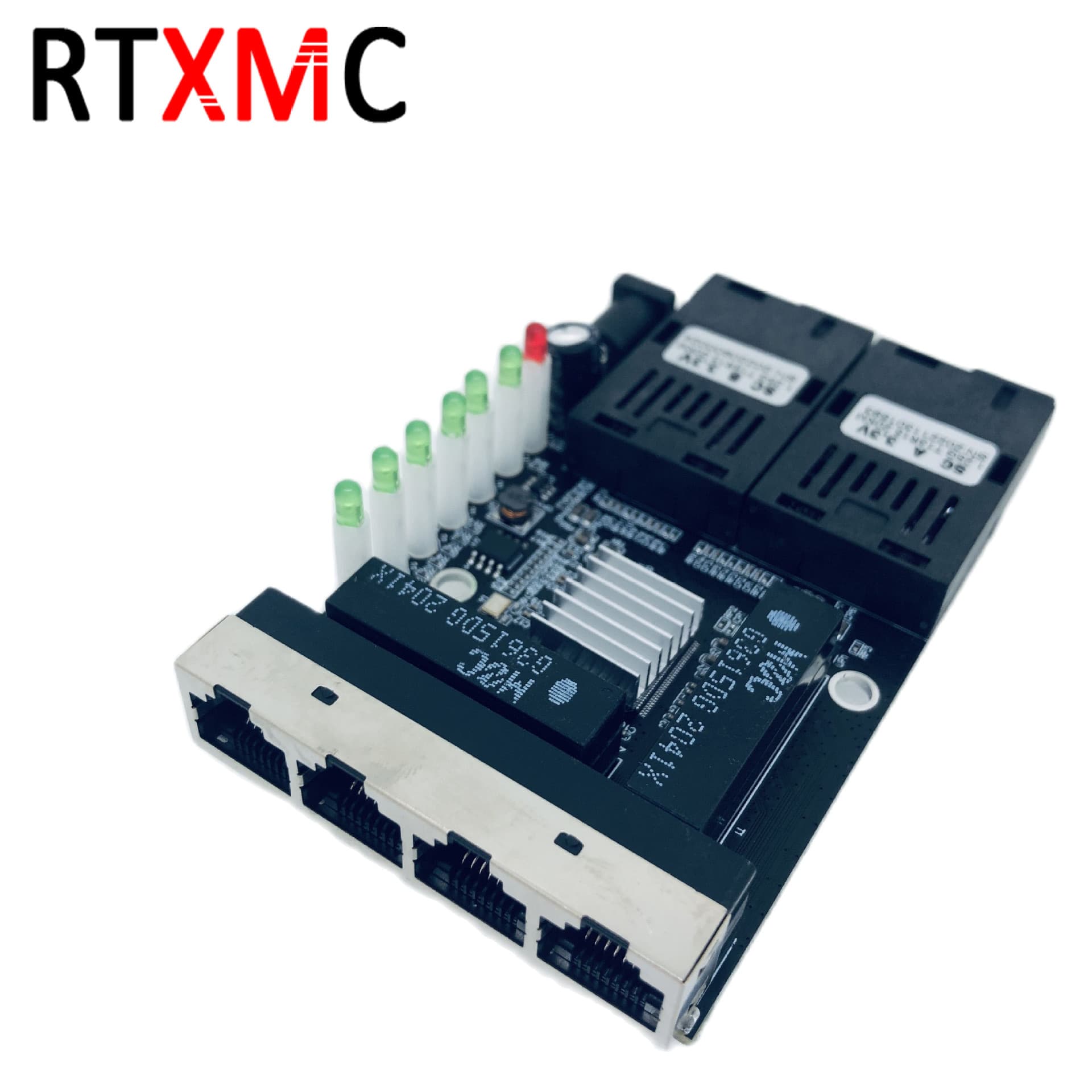 PCBA Gigabit Fiber Optic Transceiver SC Single Mode Single Fiber 2 Optical 4 Electrical Fiber Converter PCBA Board A/B End