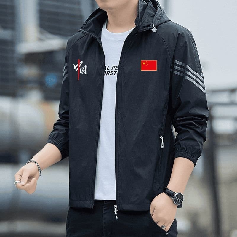 Men's Summer Sun Protection Jacket, UV-Proof, Breathable, Outdoor Skin Jacket, Chinese Team Stylish Outerwear