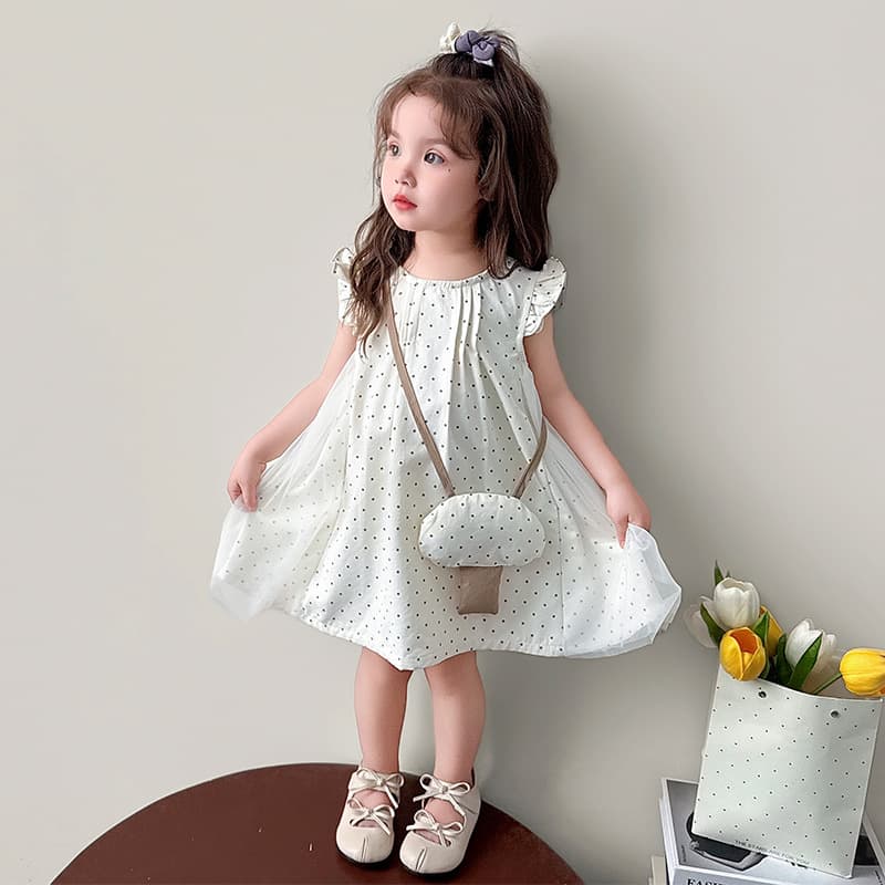 Girls Summer Dress 2026 New Baby Cotton Dress Toddler Girl Thin Polka Dot Princess Dress