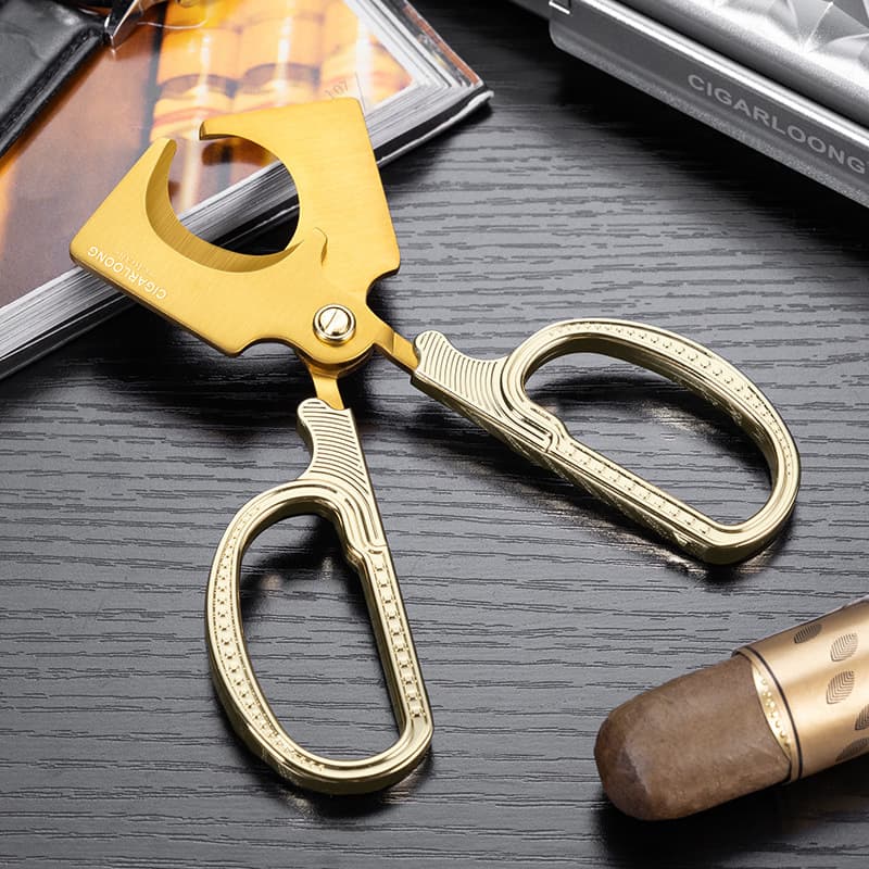 Jialong Cigar Scissors with Sharp Blades, Portable Cigar Scissors, Cow Leather Cigar Knife Set, Exquisite Gift Box