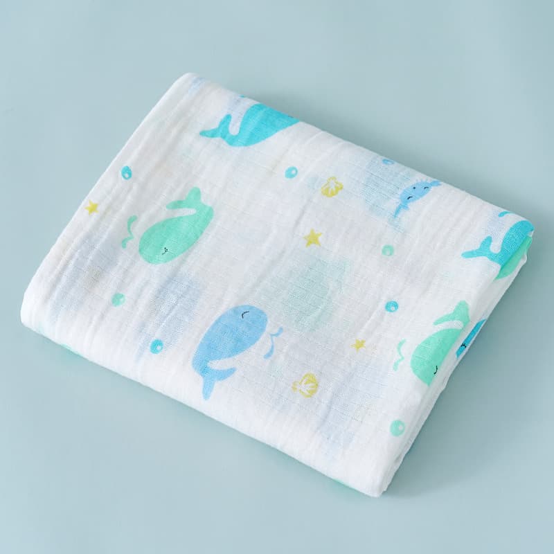 Amazon Double-Layer Cotton Gauze Swaddle Blanket Baby Wrap Bath Towel Printed Sunshade Stroller Cover Blanket Factory
