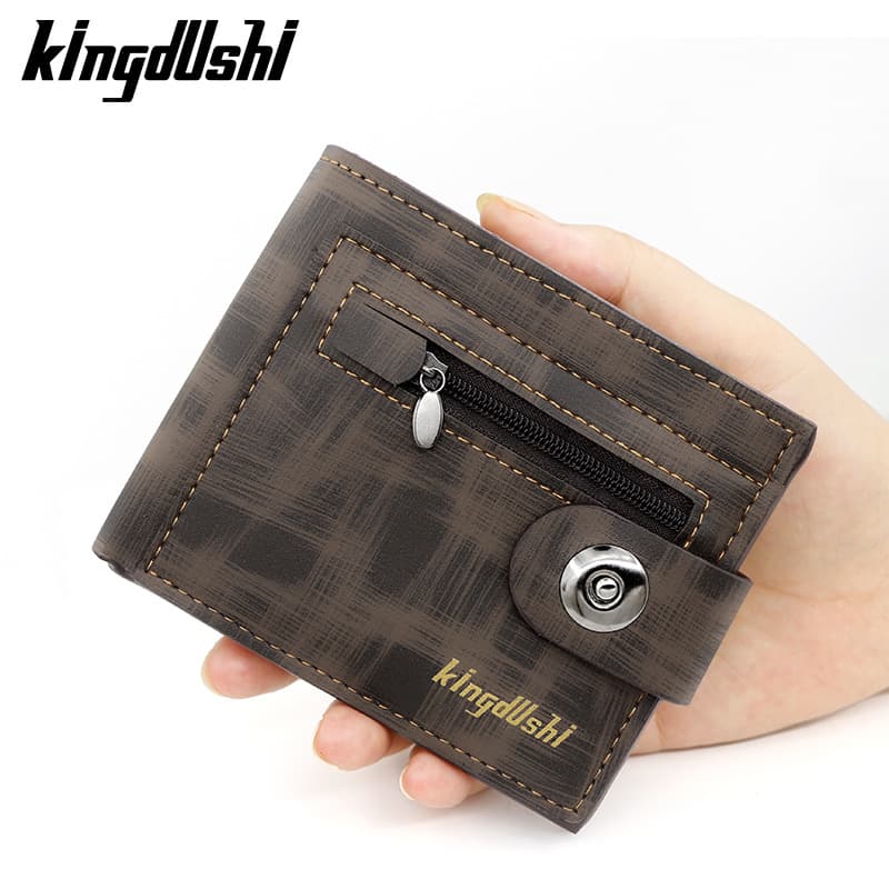 Cross-border Buckle Short Men's Retro Wallet Money Clip Large Capacity Card Holder Coin Purse Portable Folding Pouch