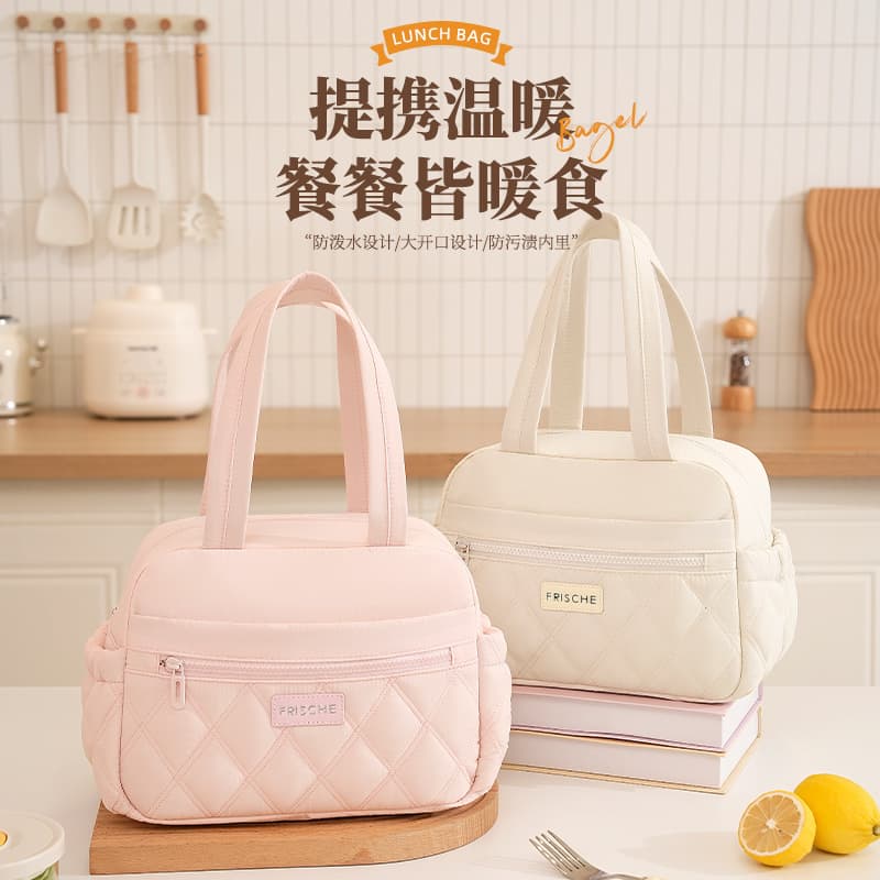 New bagel square portable meal bag office worker lunch box handbag student lunch box bag portable insulated lunch bag