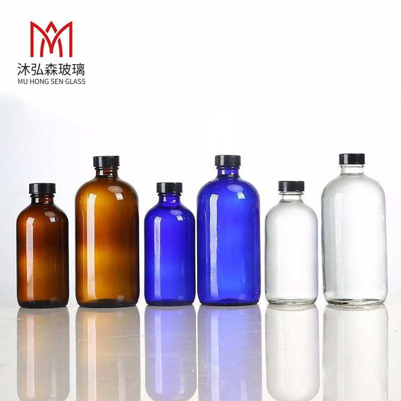 Wholesale Amber Boston Glass Bottles with Lid, Light-Blocking Skincare Bottle, Essential Oil Dispenser, Lotion Bottle, Hand Soap Bottle