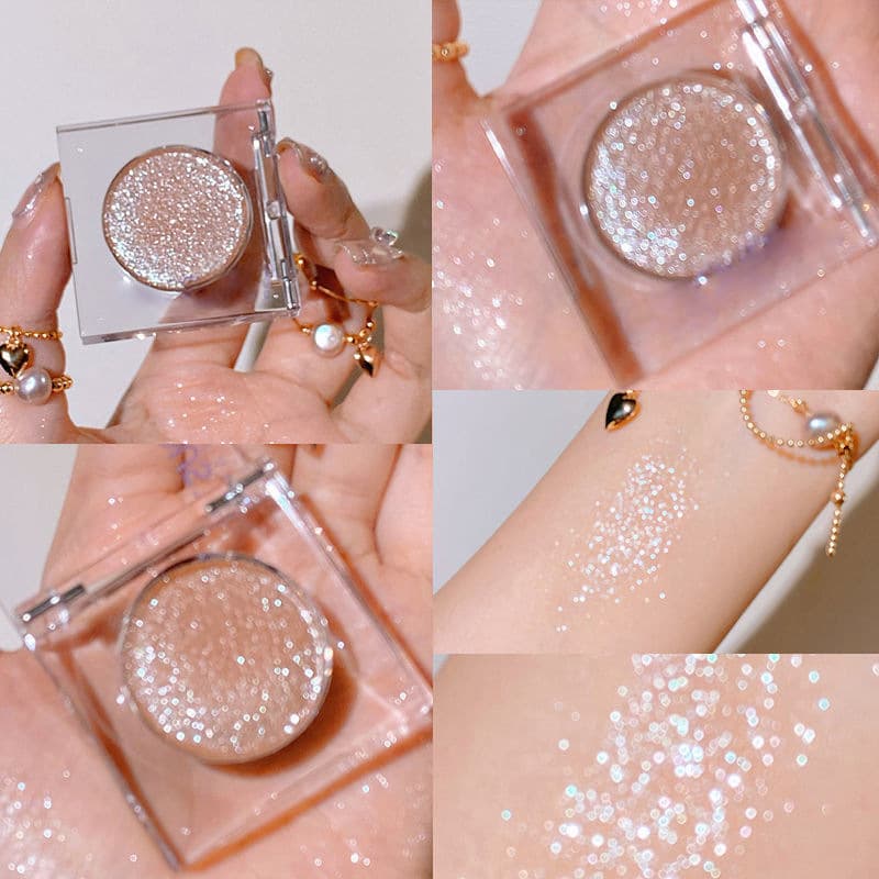 FAICCIA Cowherd and Weaver Girl Transparent Square Single Eyeshadow, Fine Shimmer and Sparkle Eyeshadow, Highlighting Highlighter