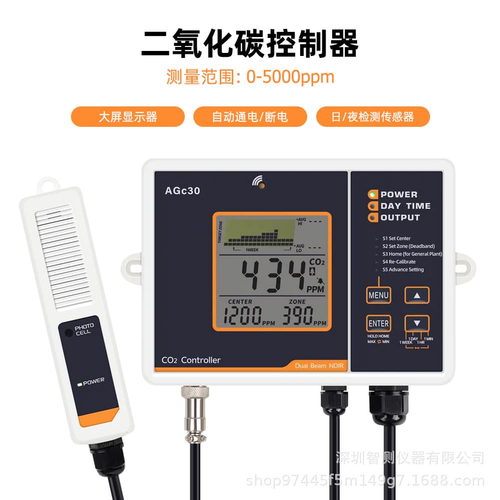 Cross-Border Carbon Dioxide Control Detector Large Screen Automatic CO2 Alarm for Agricultural Farms