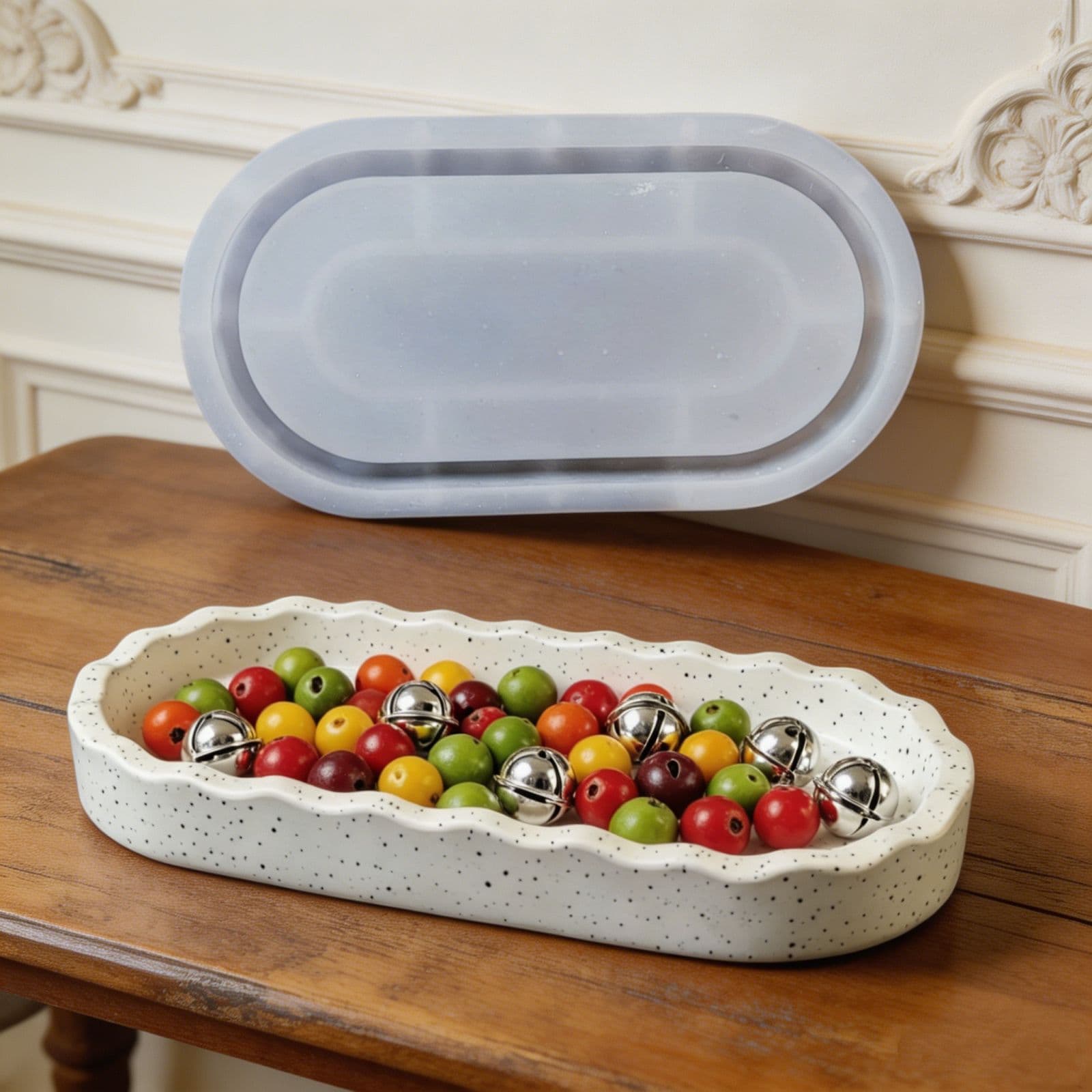 S2846 Irregular oval tray decorative cement plaster mold DIY silicone mold