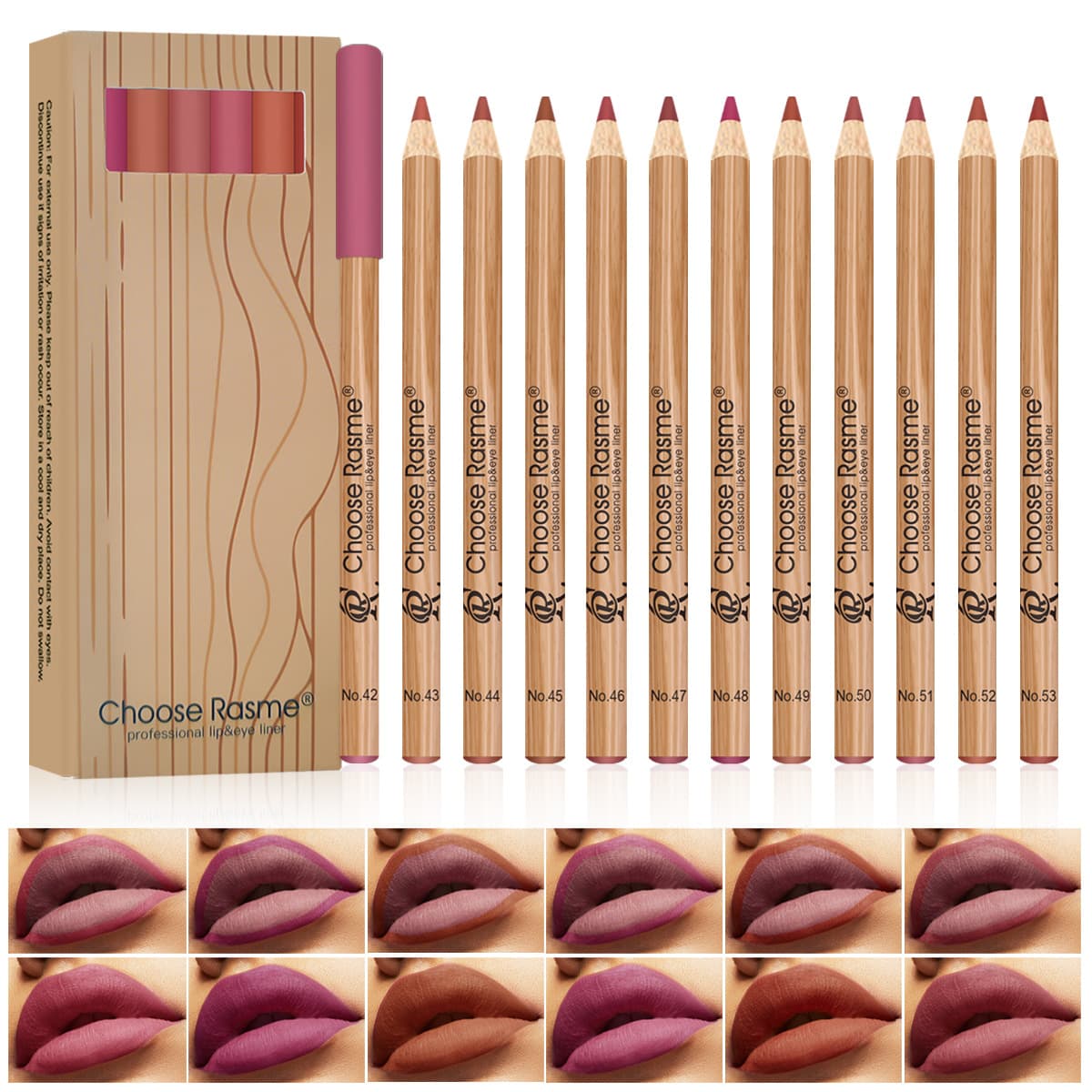 Nude Matte Lip Liner Pencil Set for Cross-Border EU-US Trade, Lip Contour Beauty 12-Color Lipstick Lip Pencil Wholesale