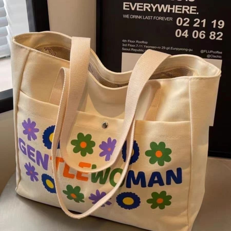 Canvas Large Bag for Women 2024 New Arrival, High Capacity Commuter Tote, Simple and Versatile Shoulder Bag for School