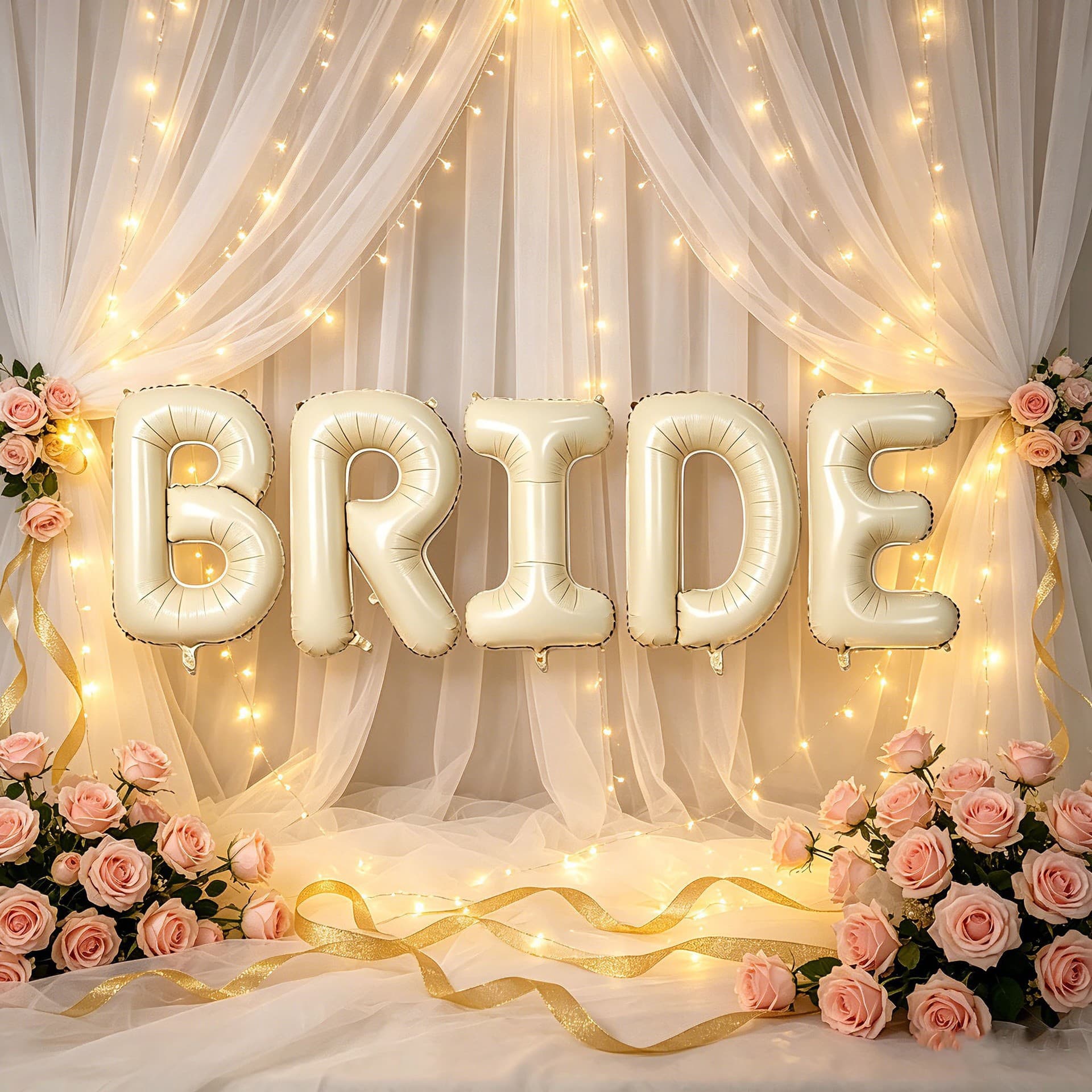42-inch BRIDE aluminum foil balloon in cream, gold, silver, platinum, milk white, rose gold for bride wedding decoration