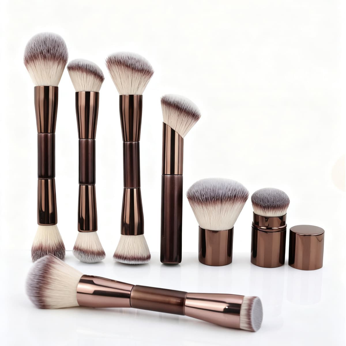 Cross-border Brown Makeup Brush Powder Brush Fluffy Soft Blush Brush Setting Powder Brush Factory Direct Soft Large Brush Head