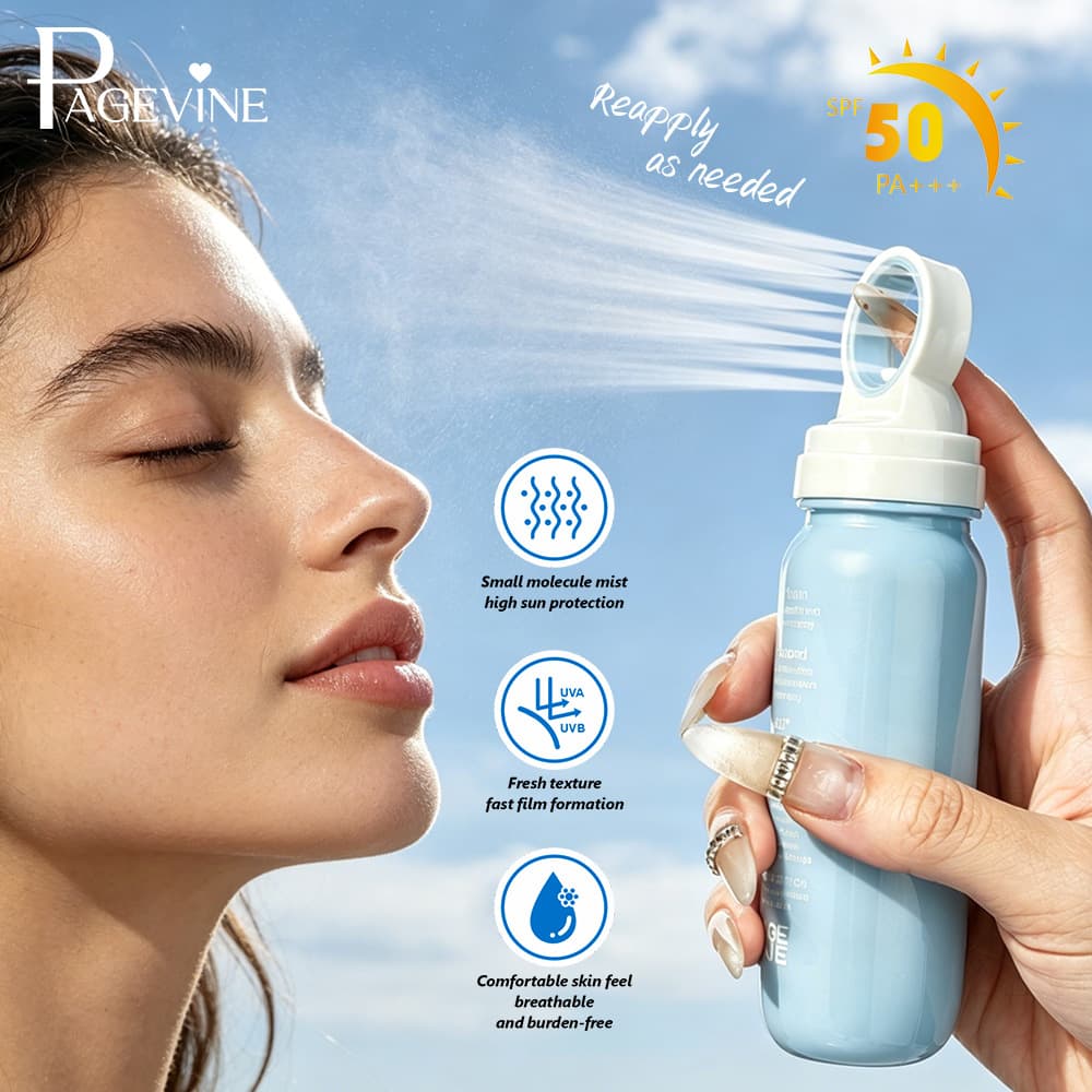 Cross-border PAGE VINE Crystal Milk Spray High Power UV Protection Small Aperture Waterproof Sweatproof Refreshing Oil Control