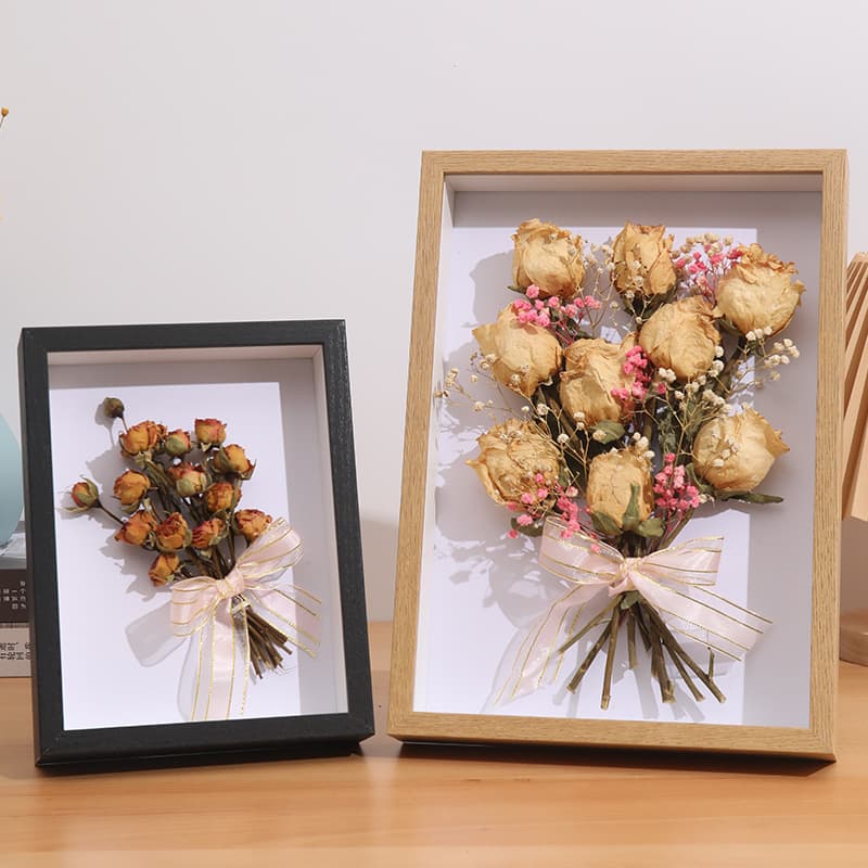 Dried Flower Frame, Rose Butterfly Specimen Empty Frame DIY Decorative Picture Frame A4 Wall Hanging 6-inch Hollow Wooden Frame
