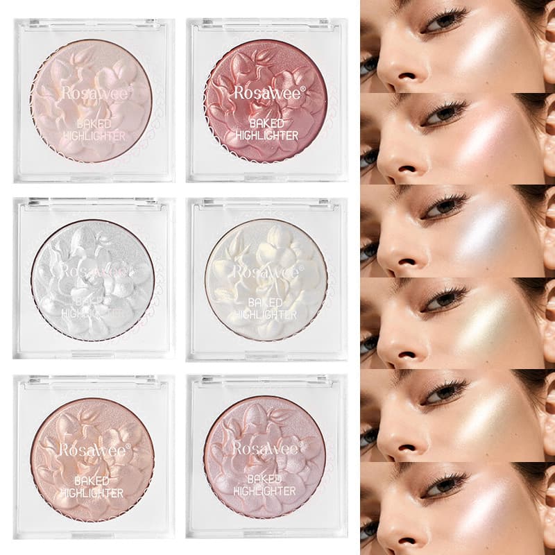 Cross-border facial makeup single color highlight natural three-dimensional contouring nude brightening pearlescent fine glitter baked highlight powder palette