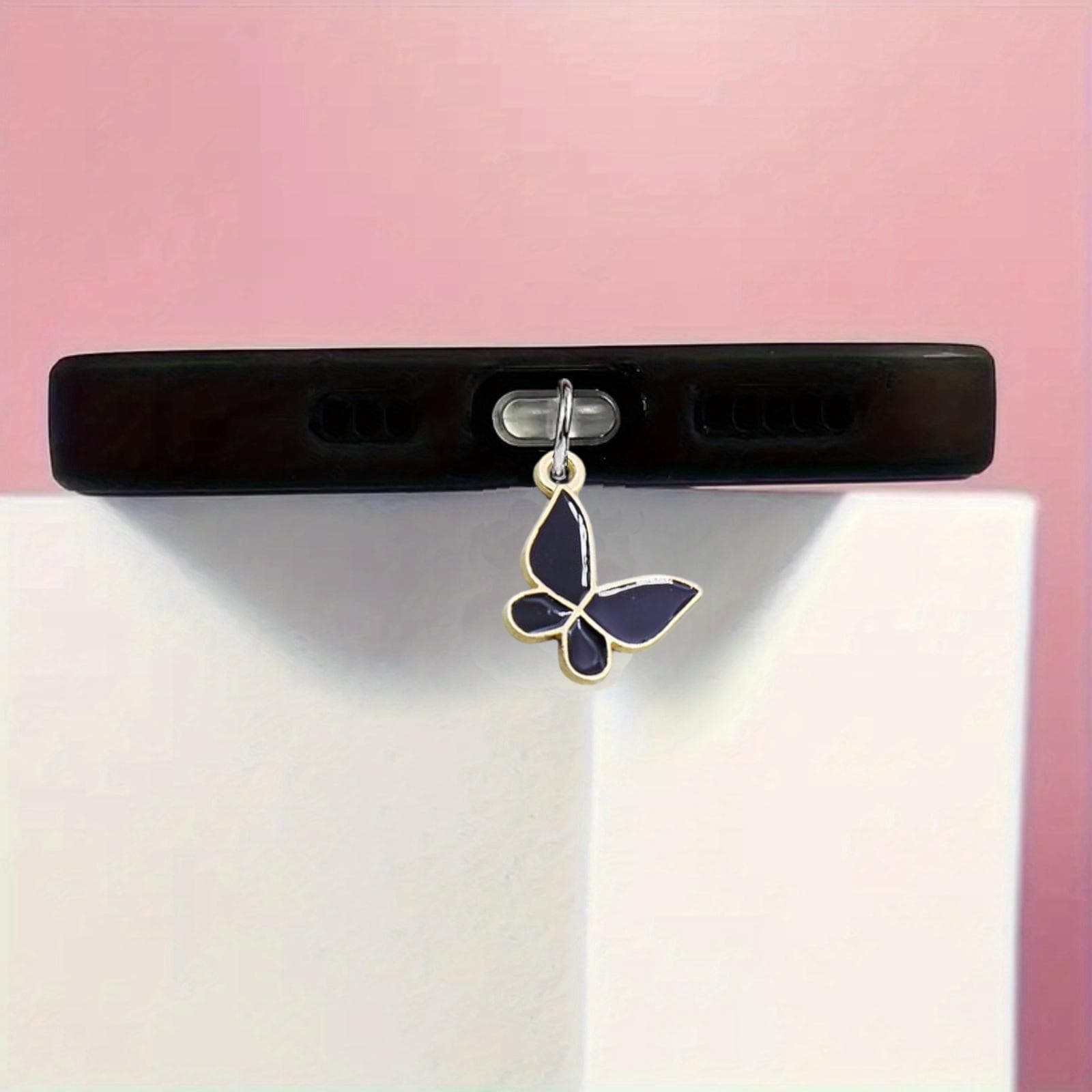 Amazon Alloy Oil Drop Butterfly 15x18mm Phone Lanyard Pendant Dust Plug for Shein Phone Hole Dust Plug Hanger