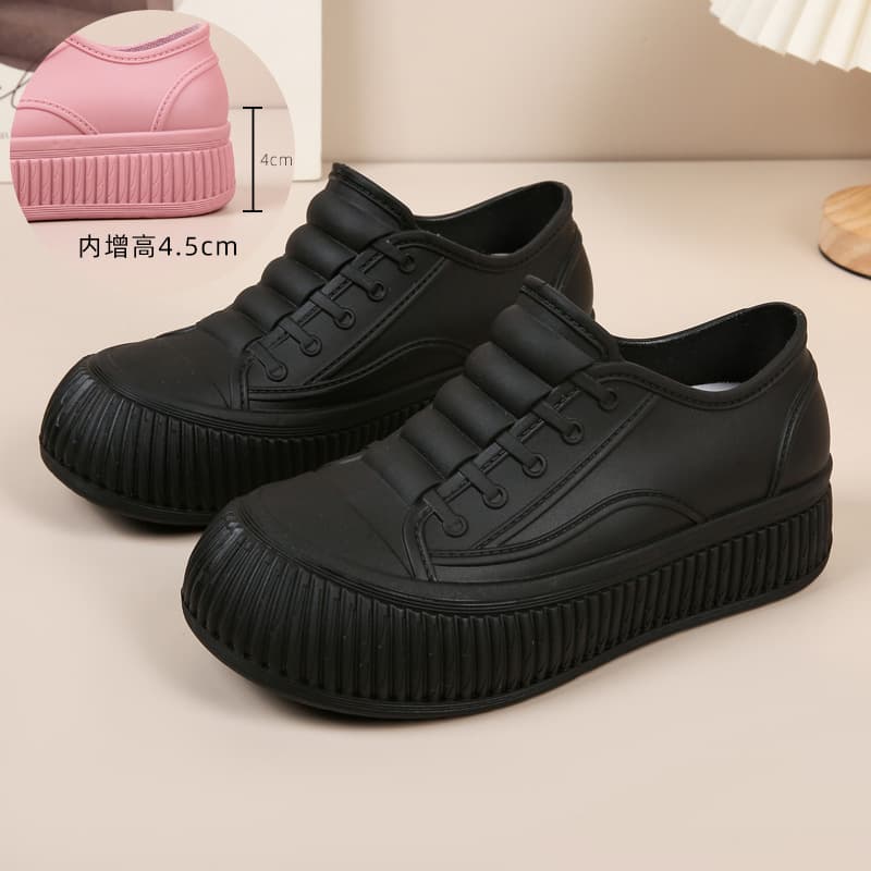 Built-in height increase new women's waterproof shoes, anti-slip rain shoes, fashionable casual all-season short shaft slip-on rubber shoes wholesale export.