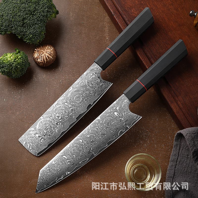 VG10 Damascus Steel Chef's Knife Set Cutting Beef Knife Amazon Cross-Border Japanese Kitchen Side Dishes
