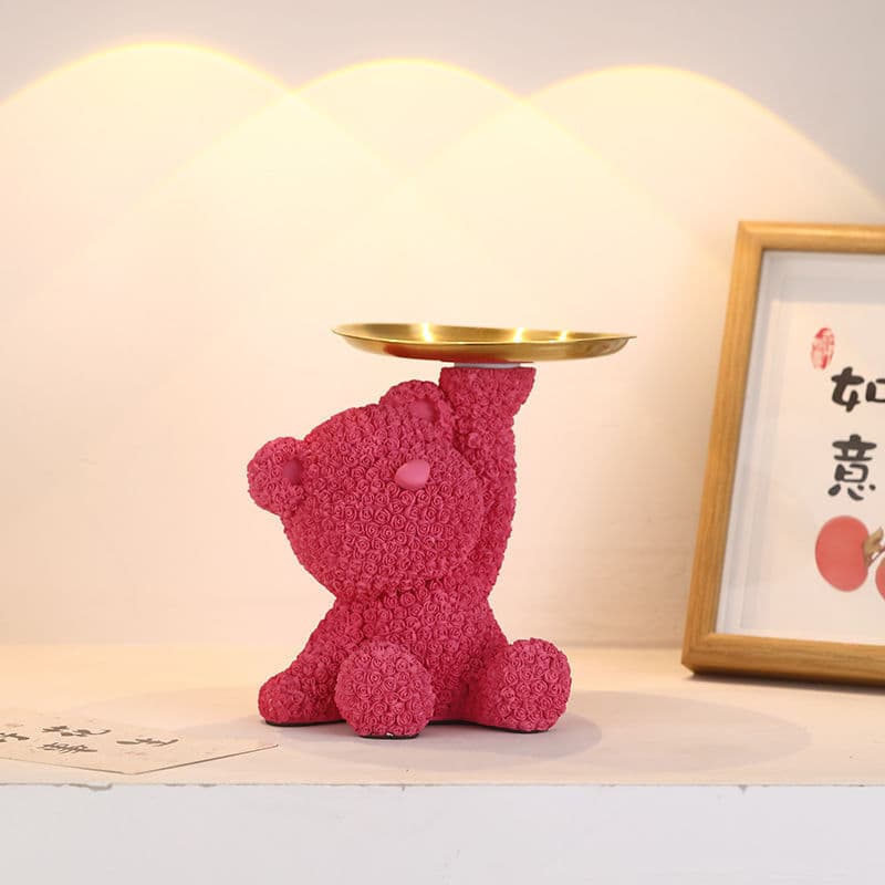 New Cross-Border Home Decoration Indoor Ornament Pink Bear Resin Craft Garden Landscape Decor