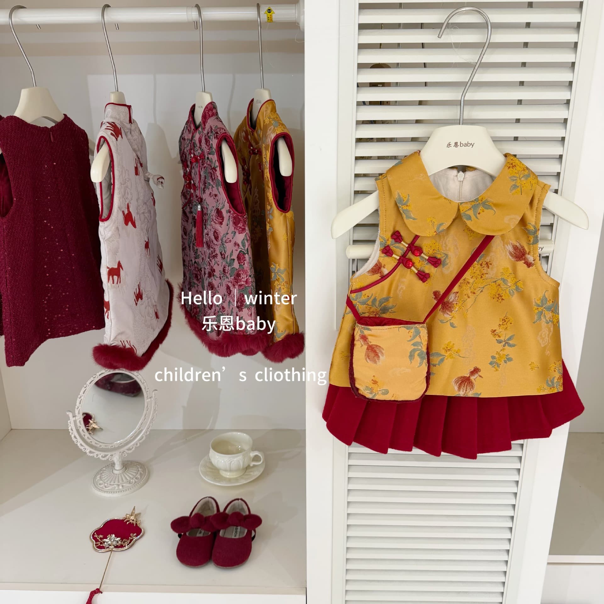 [Leen baby] New Year's wear winter baby girl autumn fragrant yellow vest red skirt new Chinese style national style suit