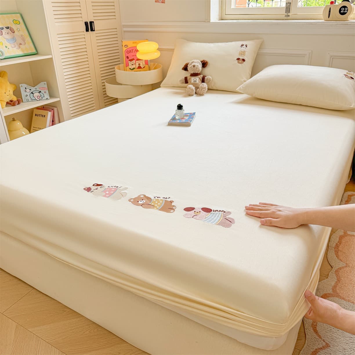 Class A Maternal-Infant Grade Xinjiang Cotton Fitted Sheet Single Bed Cover Three-Piece Set Children's Bed Sheet Mattress Protector Anti-Slip Bed Sheet