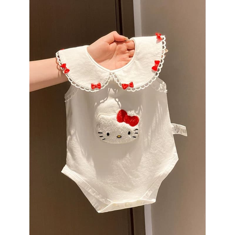 [Treasure Item] 2025 Summer Baby Girl Three-dimensional Bow Doll Collar Cat Harness Thin Onesie