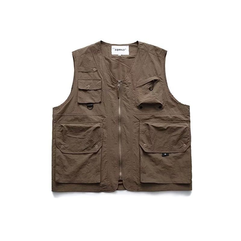 Japanese retro loose workwear vest multi-pocket outdoor functional boys and girls Ami Khaki camping tactical vest