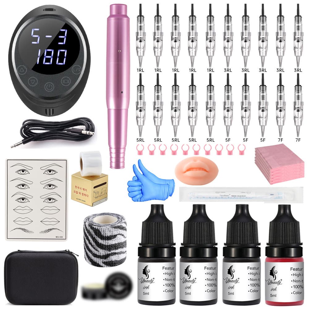 Cross-border Eyebrow Tattoo Machine Power Supply Tattoo Machine Set Eyebrow Lip Korean-style Training Semi-permanent Tattoo Supplies Wholesale