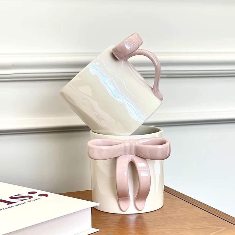 Bow Tie Cup Ceramic Mug Girls Good-Looking Creative Drinking Cup Birthday Gift Souvenir Coffee Cup