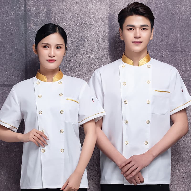 Chef Work Short Sleeve Uniform for Men and Women, Hotel Kitchen Restaurant Chef Suit Summer Wear, Chef Coat for Western Dining