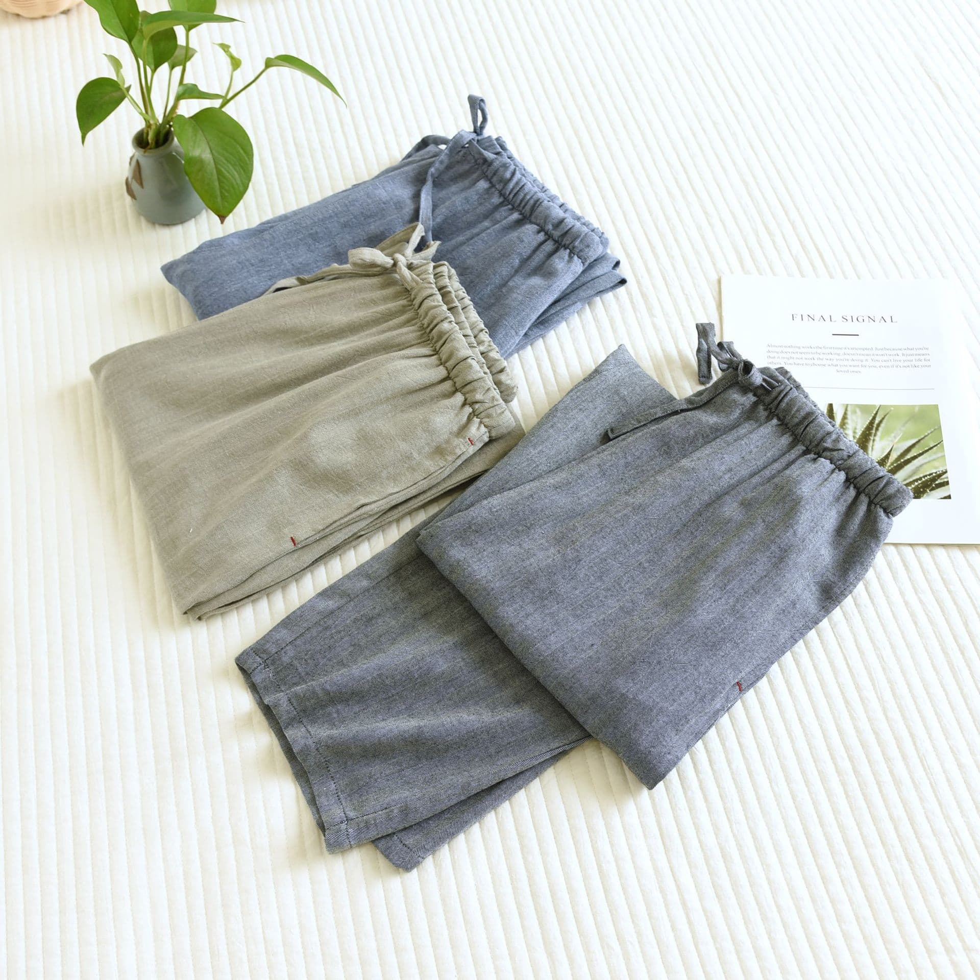 Unisex Large Size Casual Pants Cotton Twill Home Pants Men's Women's Spring Summer Breathable Comfortable Long Pants