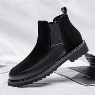 Extra Large Men's Martin Boots 45 Winter Genuine Leather British Chelsea Boots 46 Fleece-Lined High-Top Leather Boots Trendy