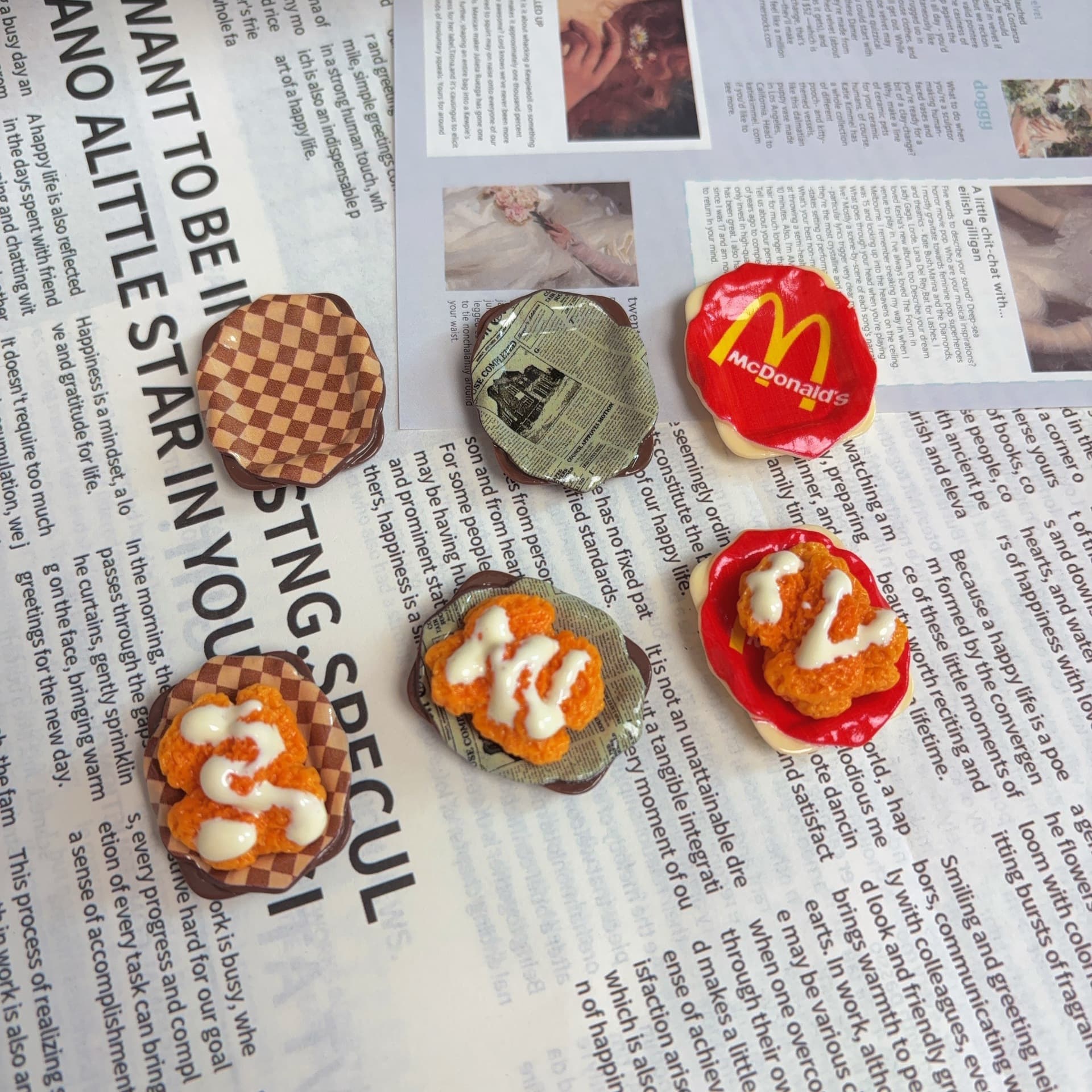 Miniature Fried Chicken Small Plate DIY Resin Accessories Cute Squeeze Handmade Resin Decoration Set